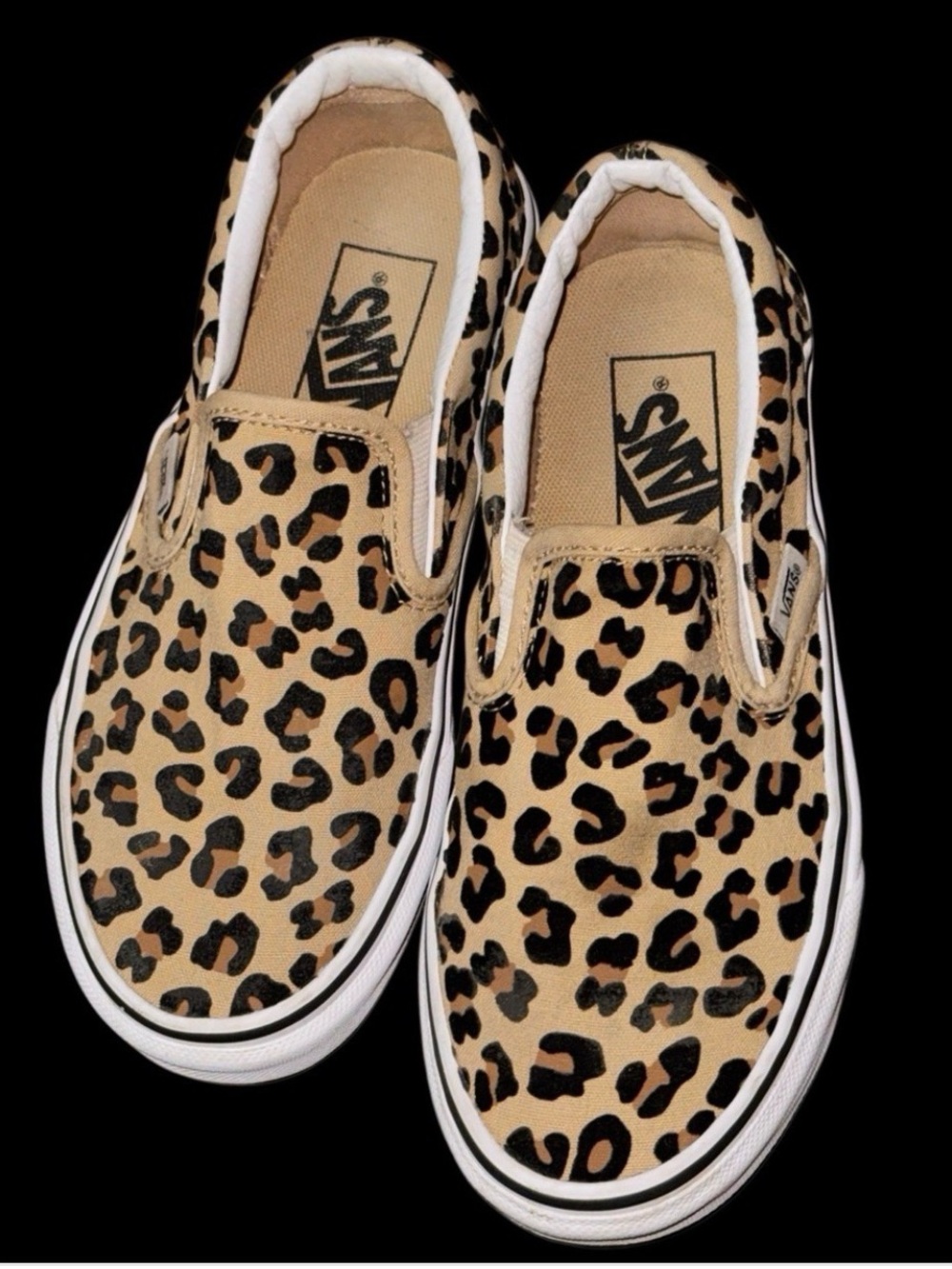 Vans Leopard Print Slip-On Shoes - Men’s 4.5 / Women’s 6 Tan Black Casual Skater